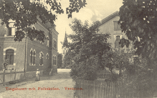 760. Tingshuset och Folkskolan, vy från Lagmansgatan